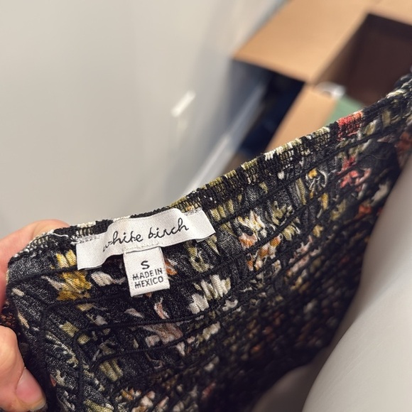 White Birch Small Black and Orange Smocked Fitted Blouse - Picture 3 of 7